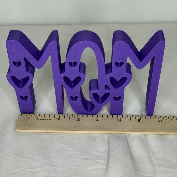 Purple MOM Tabletop Sign Heart Cutouts Mother's Day Gift Decor Shelf Plaque - Picture 5 of 6